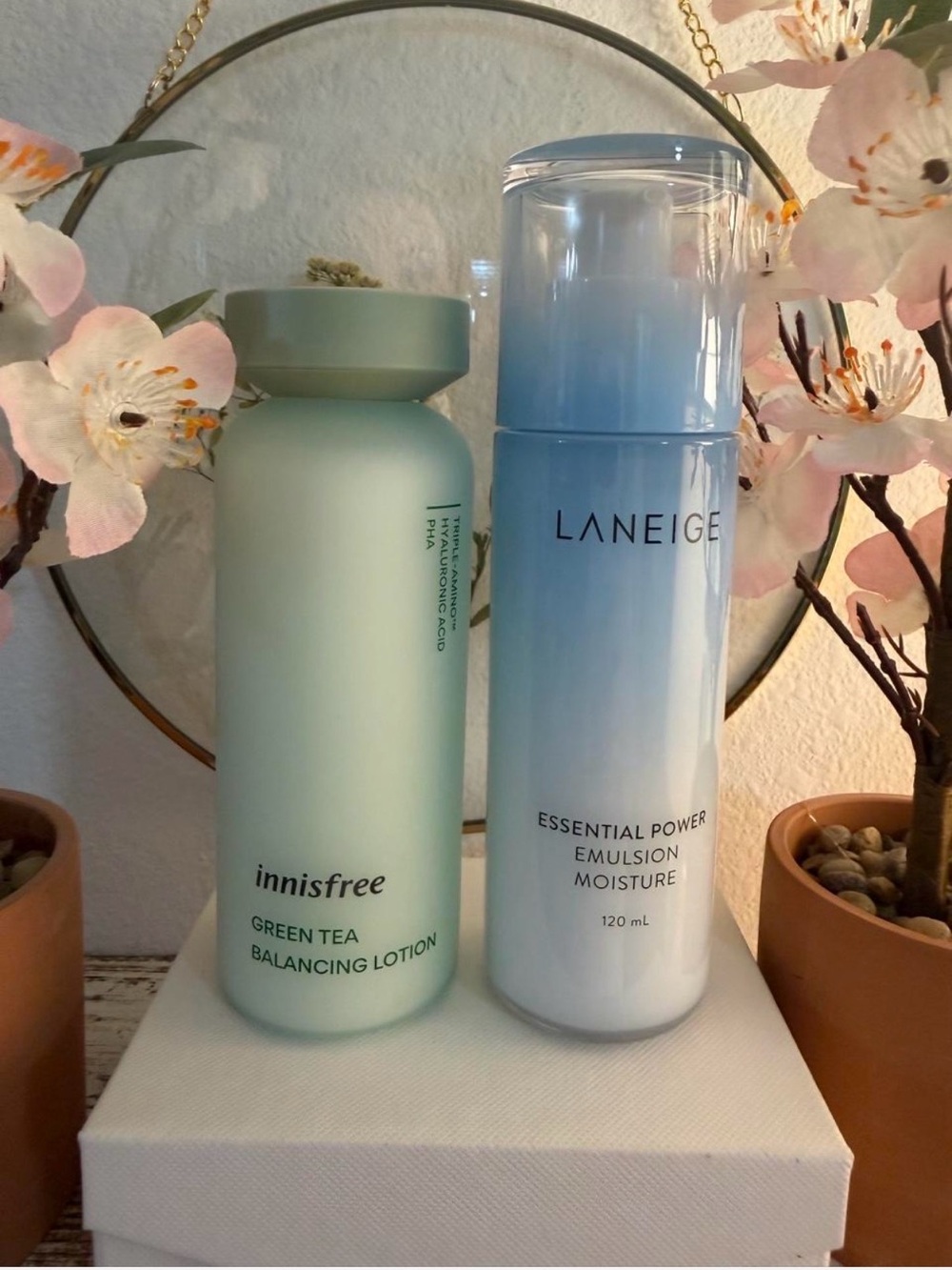 LANEIGE Hydrating Emulsion Moisturizer & Innisfree balancing lotion